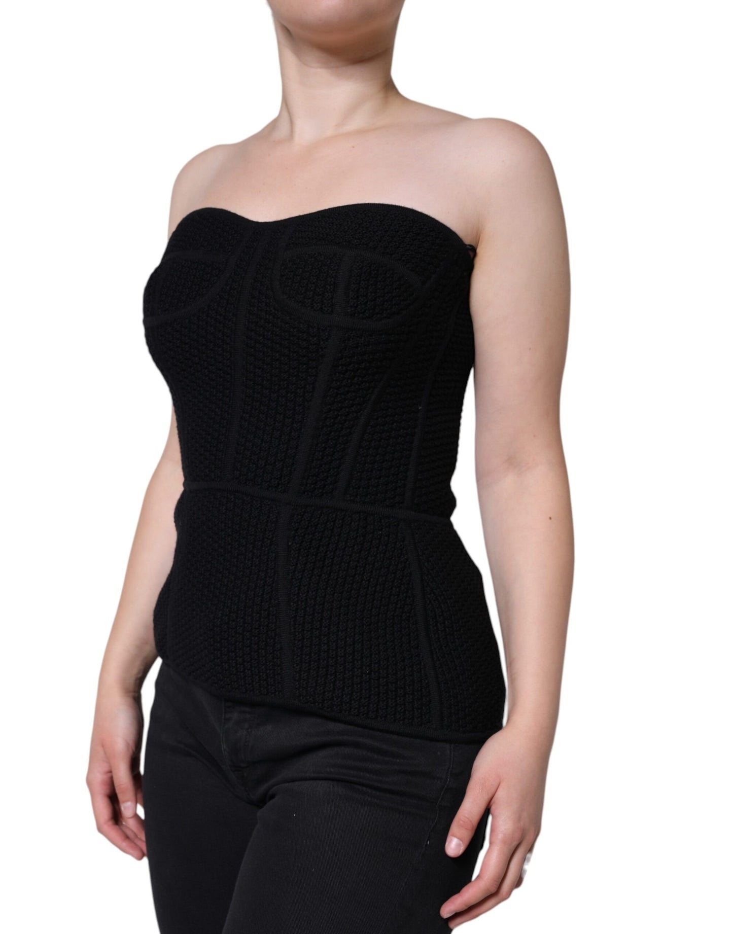  - Black Bustier Sleeveless Corset Blouse Top