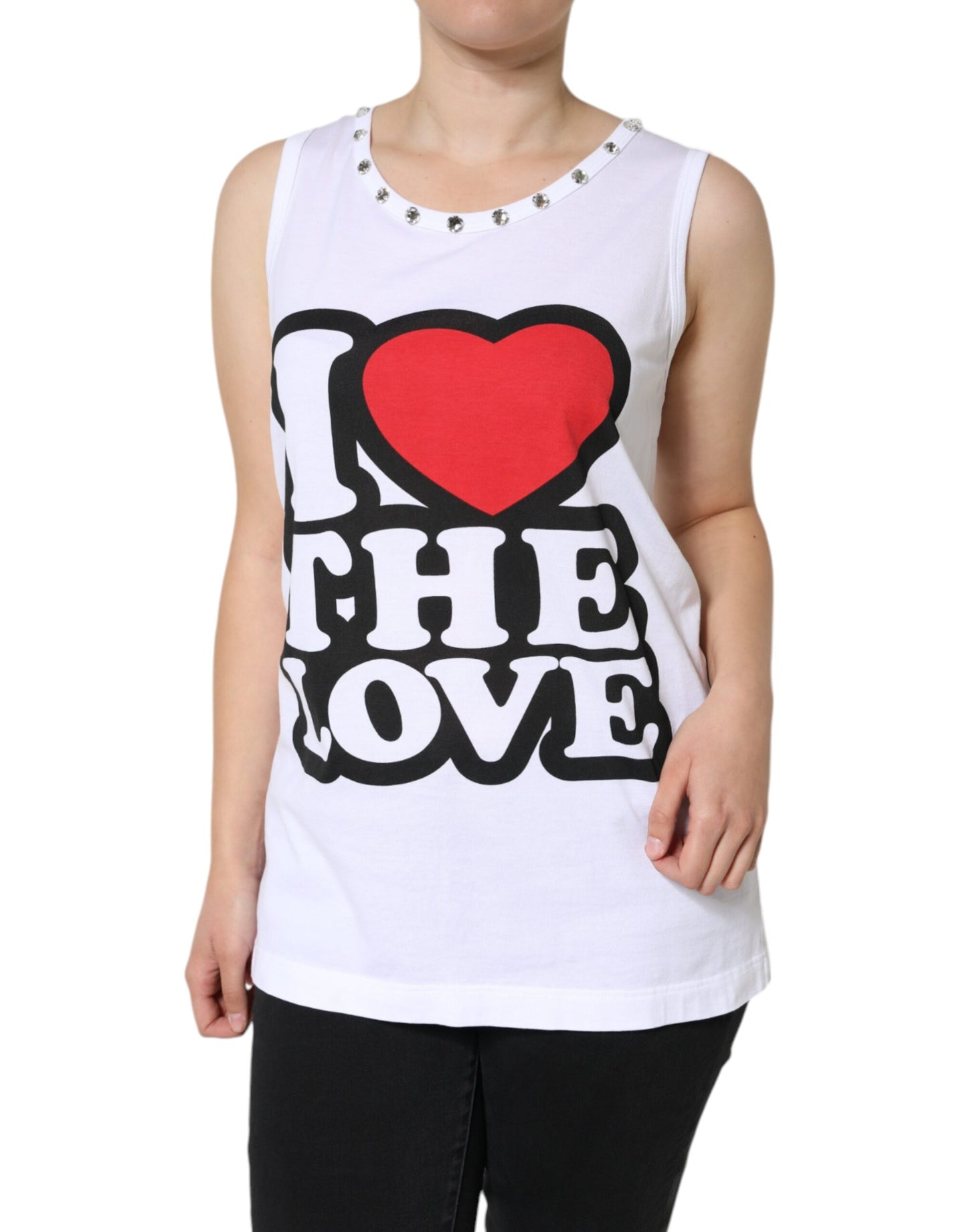  - White I Love The Love Embellished Tank Top