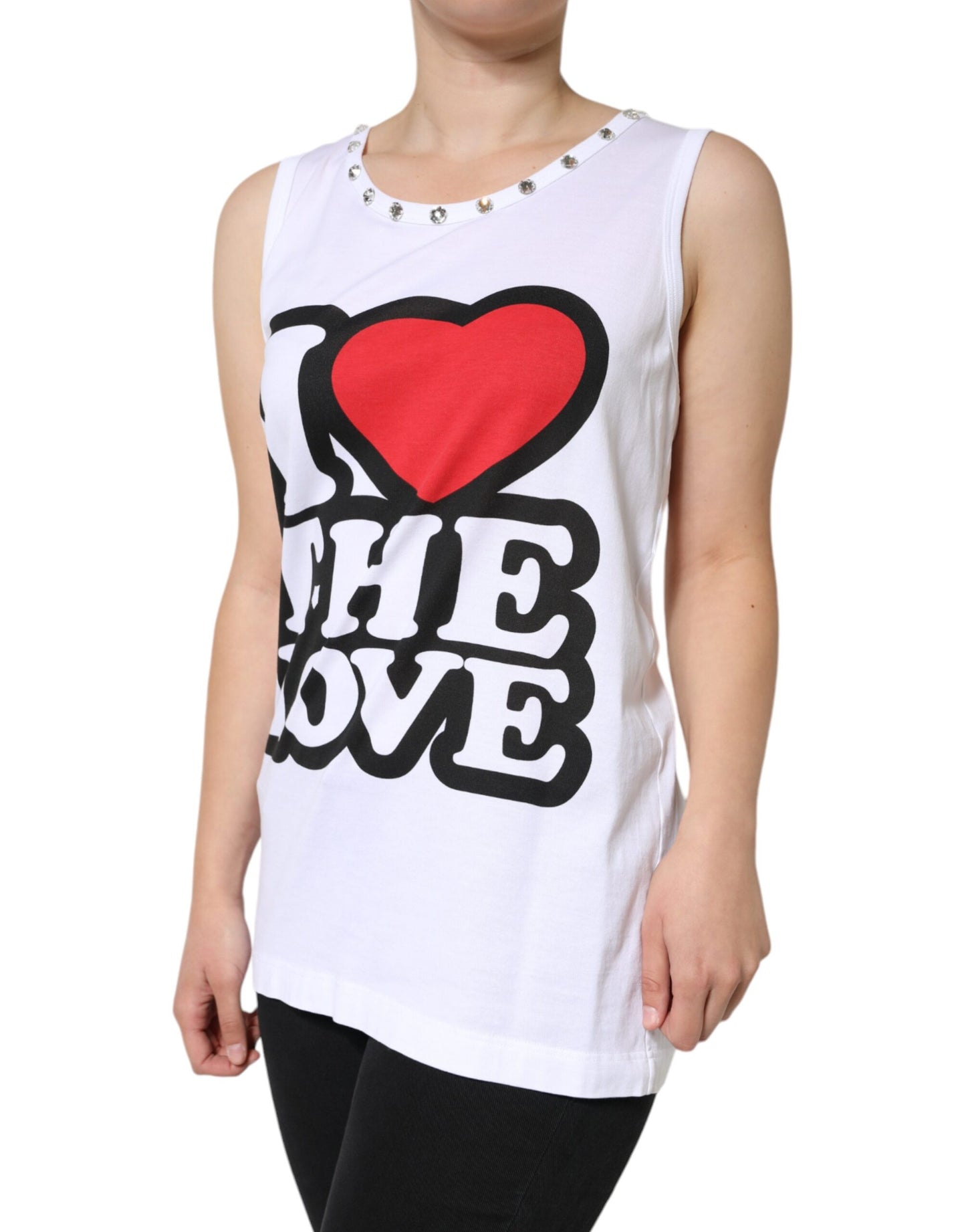  - White I Love The Love Embellished Tank Top