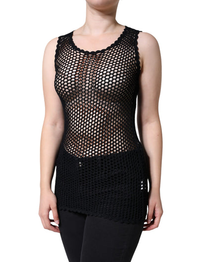  - Black Mesh See Through Sleeveless Tank Top