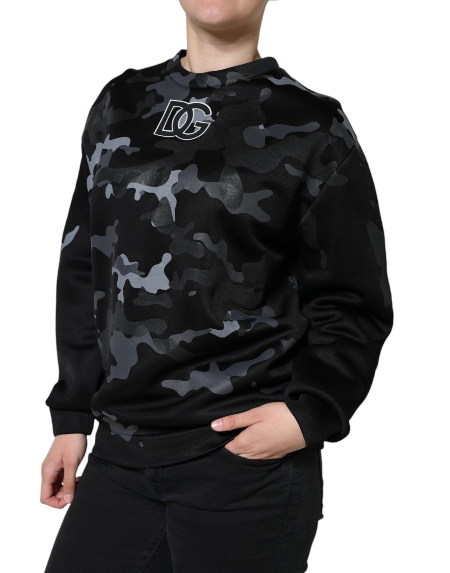  - Black Camouflage Round Neck Sweatshirt Sweater