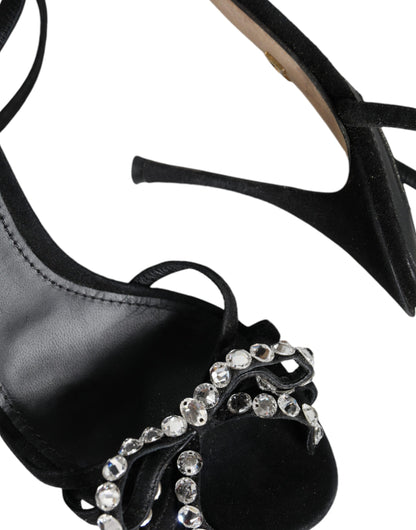  - Black Suede Crystals KEIRA Sandals Shoes