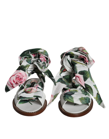  - Multicolor Floral Print Ankle Wrap Sandals Shoes