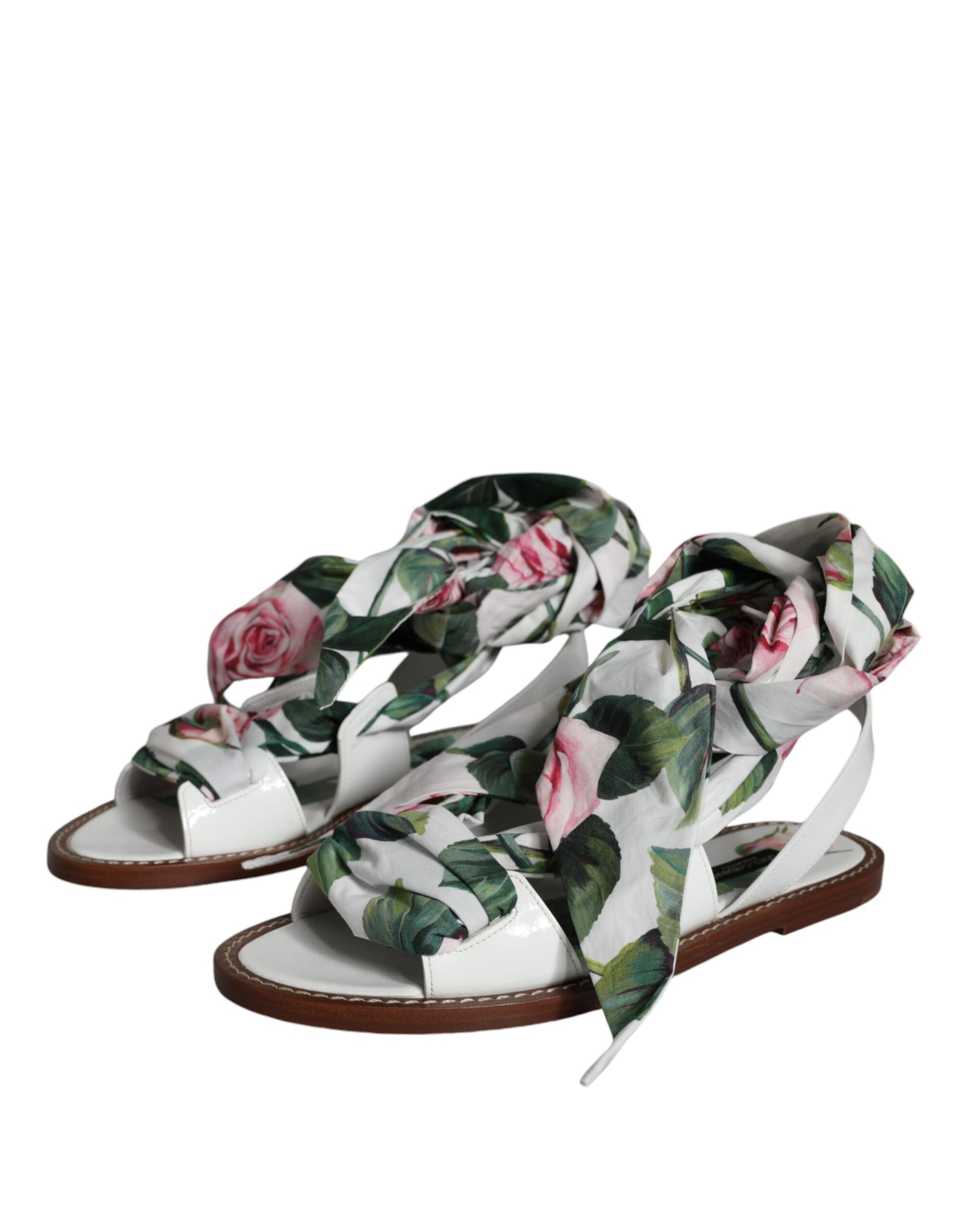 Dolce & Gabbana Multicolor Floral Print Ankle Wrap Sandals