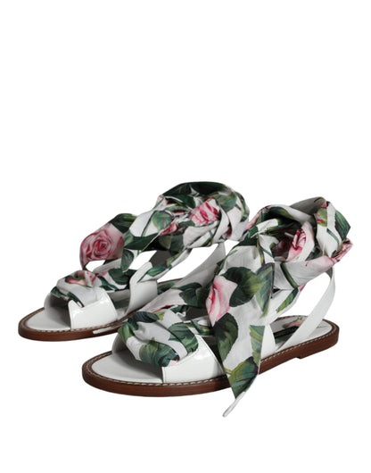  - Multicolor Floral Print Ankle Wrap Sandals Shoes