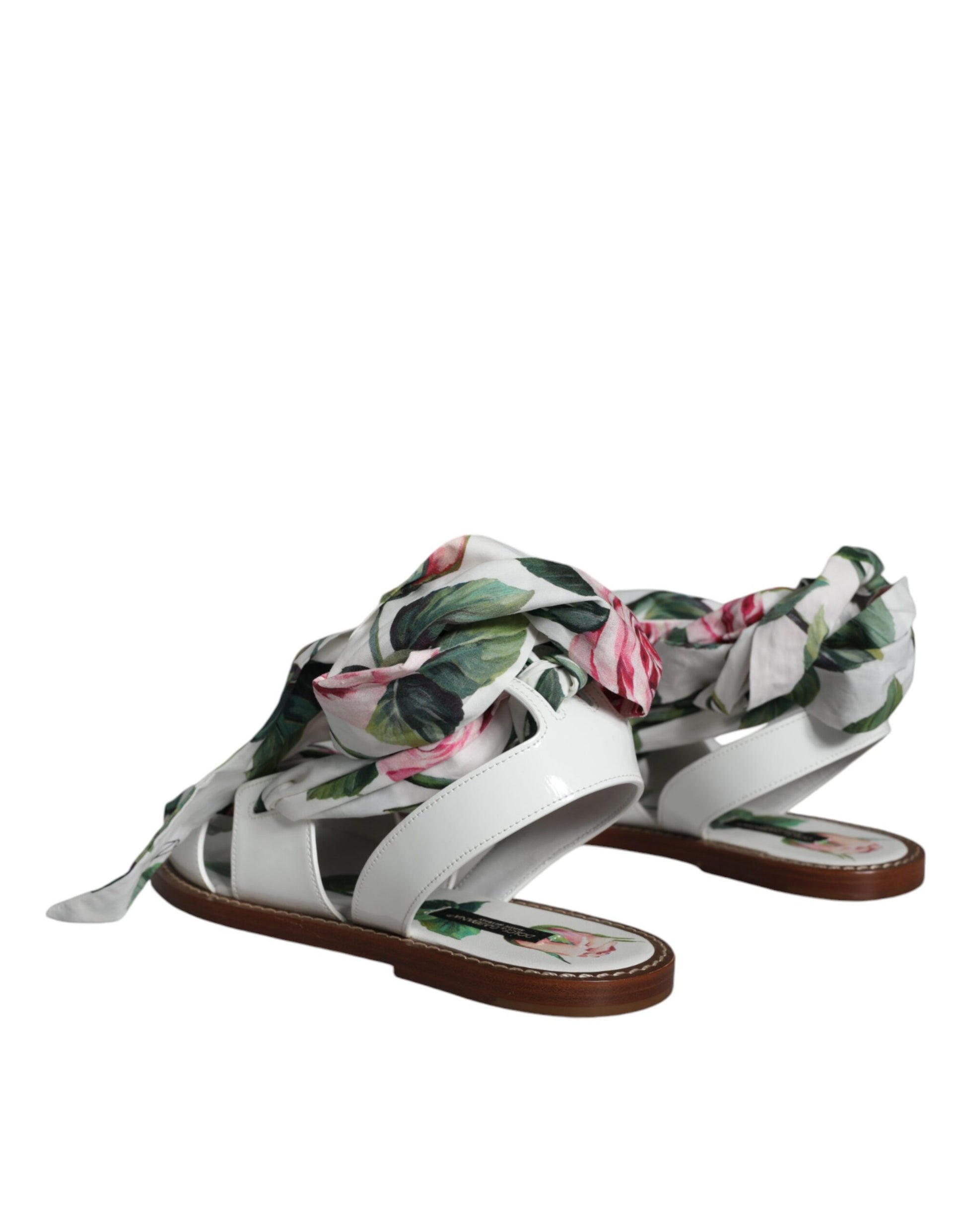 Dolce & Gabbana Multicolor Floral Print Ankle Wrap Sandals