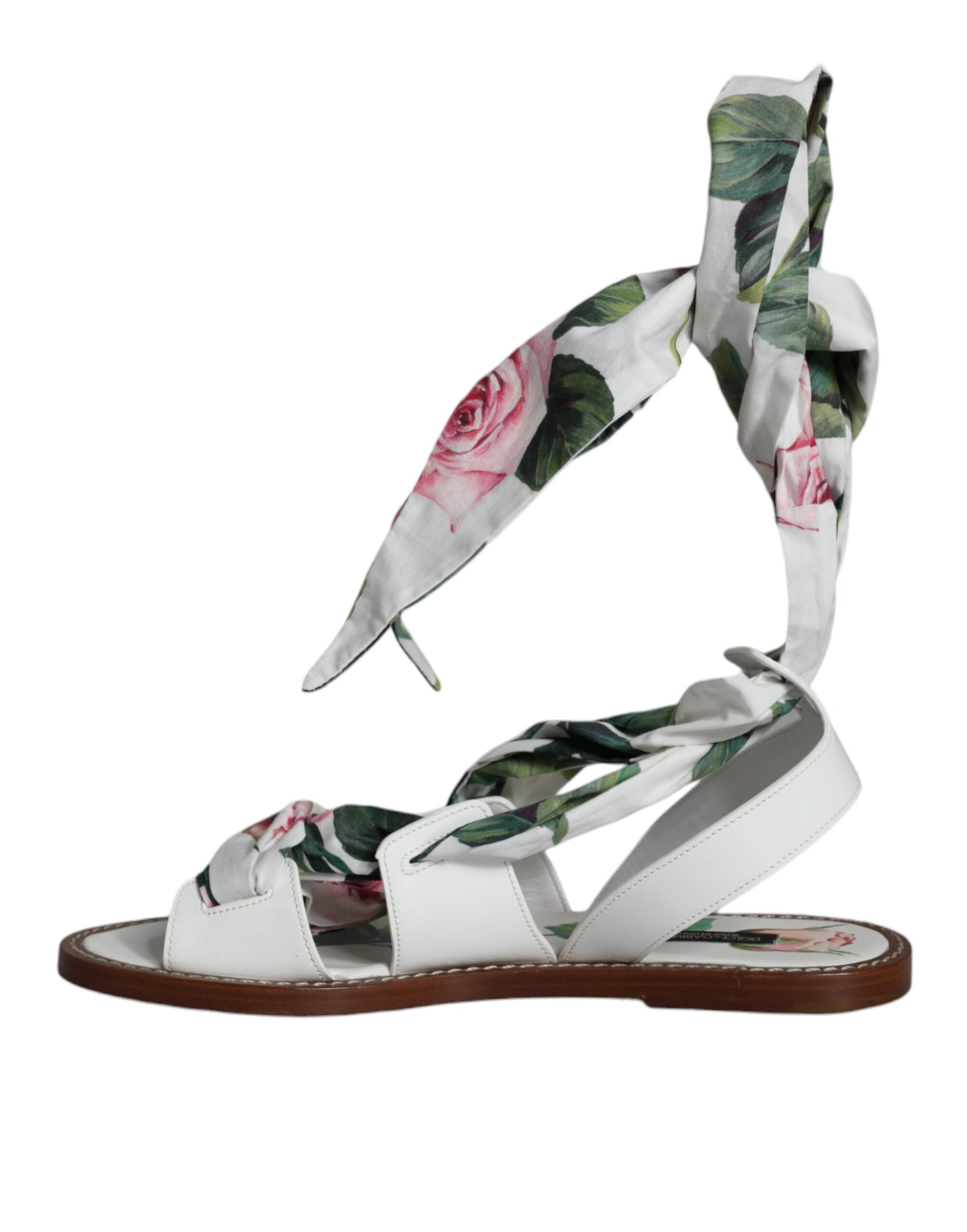 Dolce & Gabbana Multicolor Floral Print Ankle Wrap Sandals