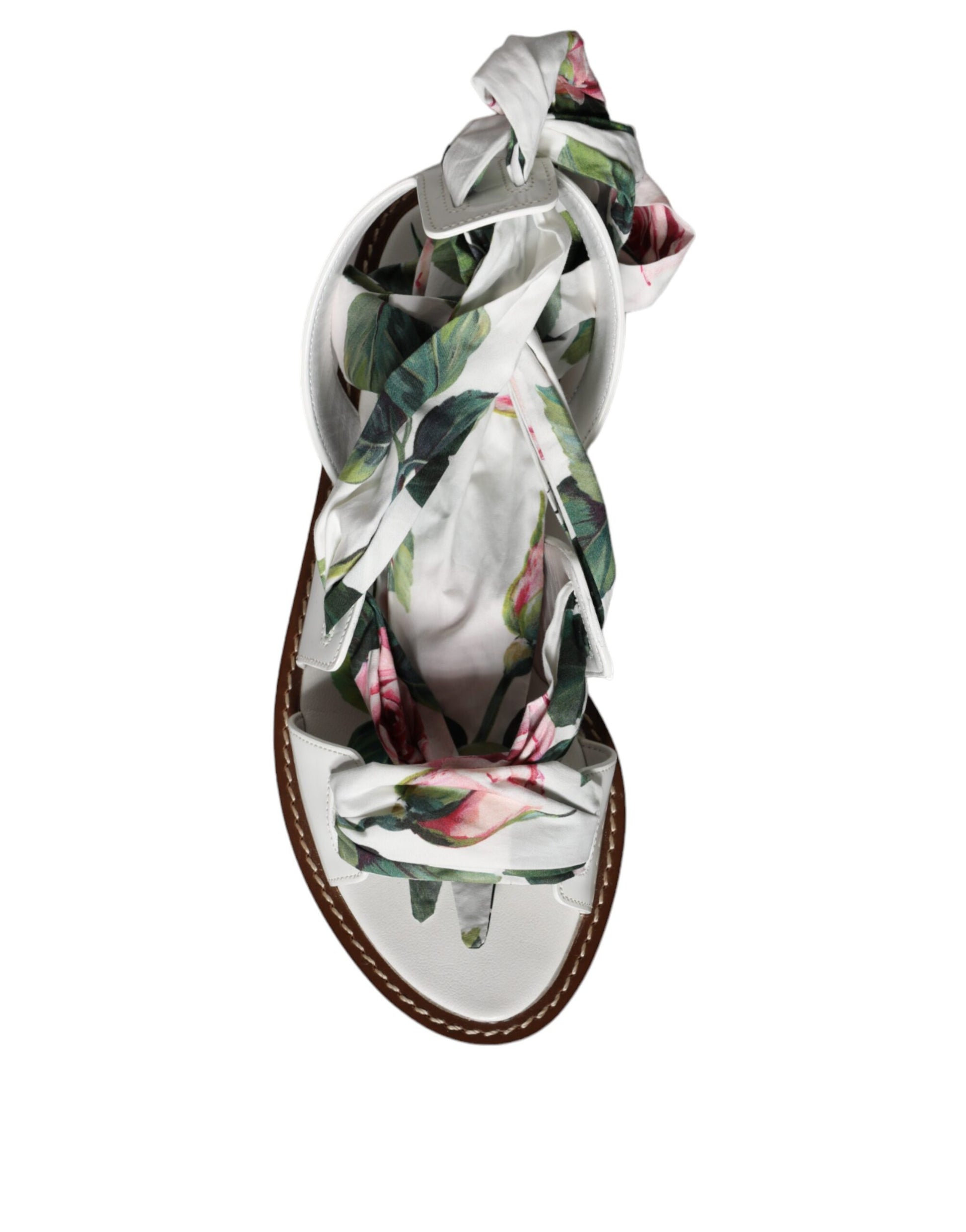 Dolce & Gabbana Multicolor Floral Print Ankle Wrap Sandals