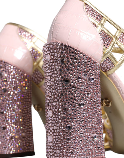  - Pink Strass Crystals T-strap Sandals Shoes