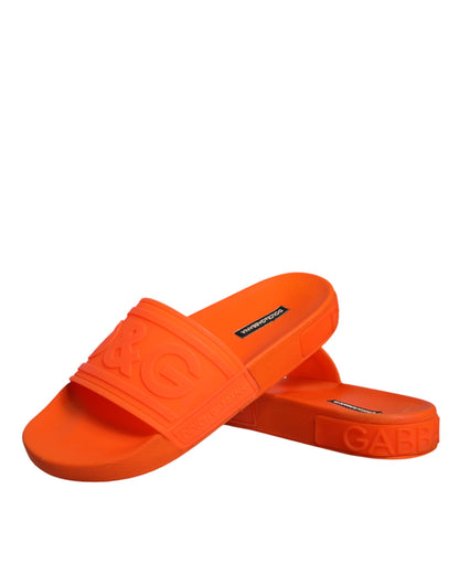 Orange Rubber Slides Sandals Beachwear Shoes - The Luxe Alliance