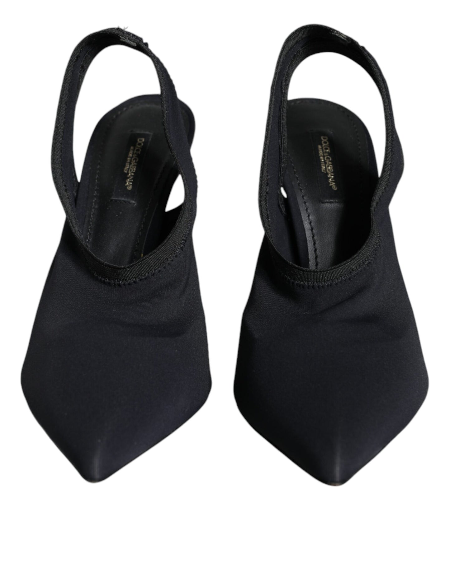 Black Jersey Stretch Heels Slingback Shoes - The Luxe Alliance