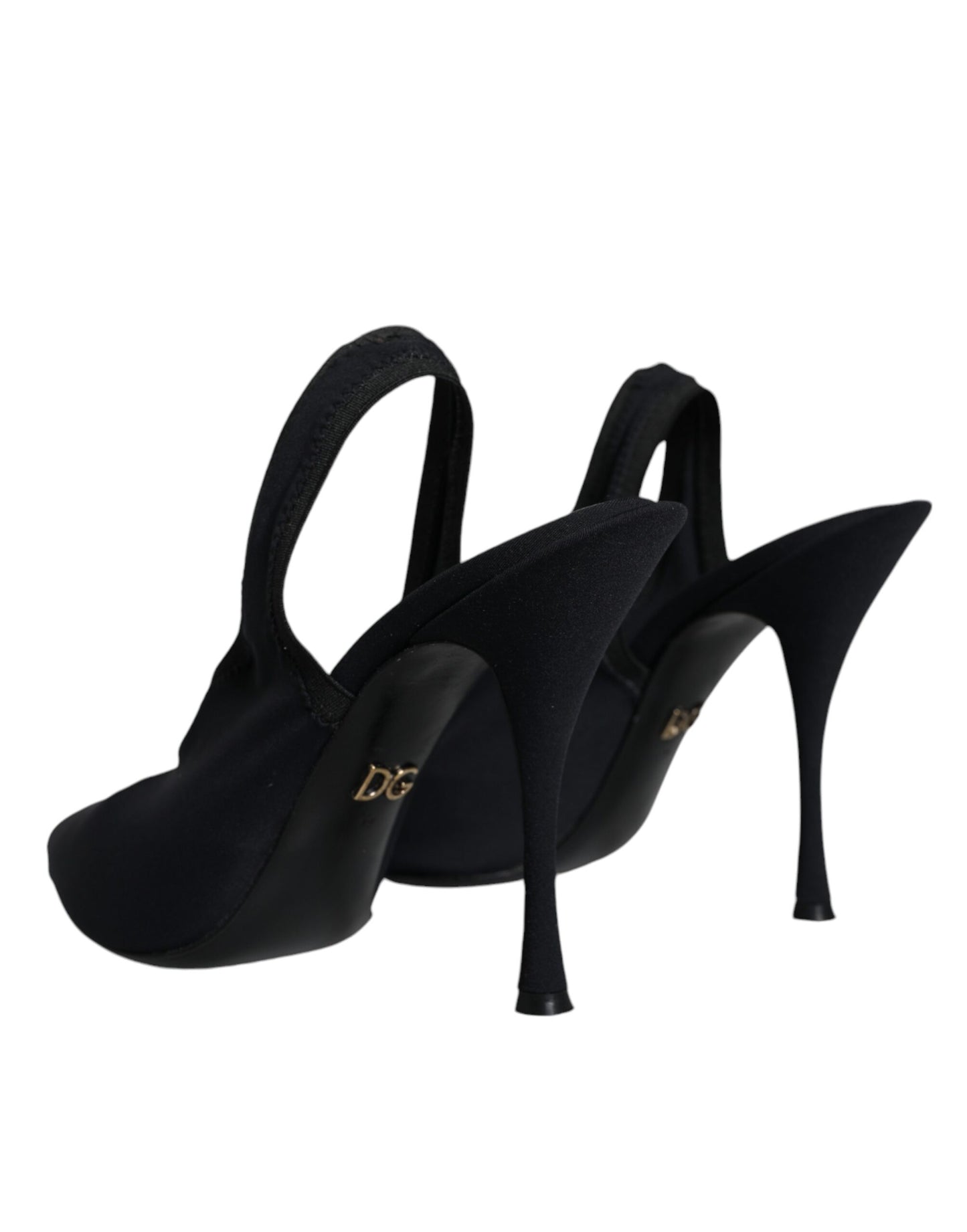 Black Jersey Stretch Heels Slingback Shoes - The Luxe Alliance