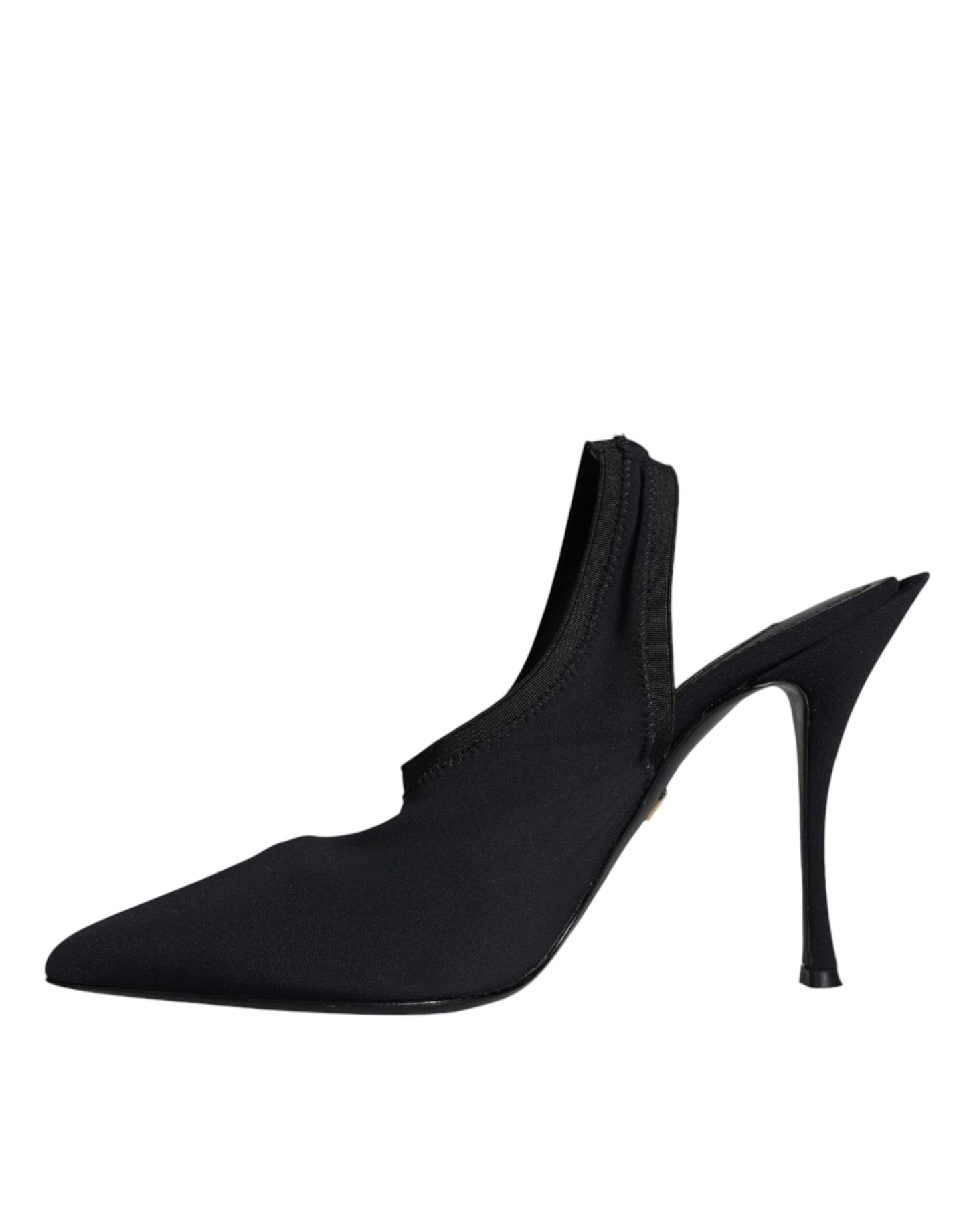 Black Jersey Stretch Heels Slingback Shoes - The Luxe Alliance