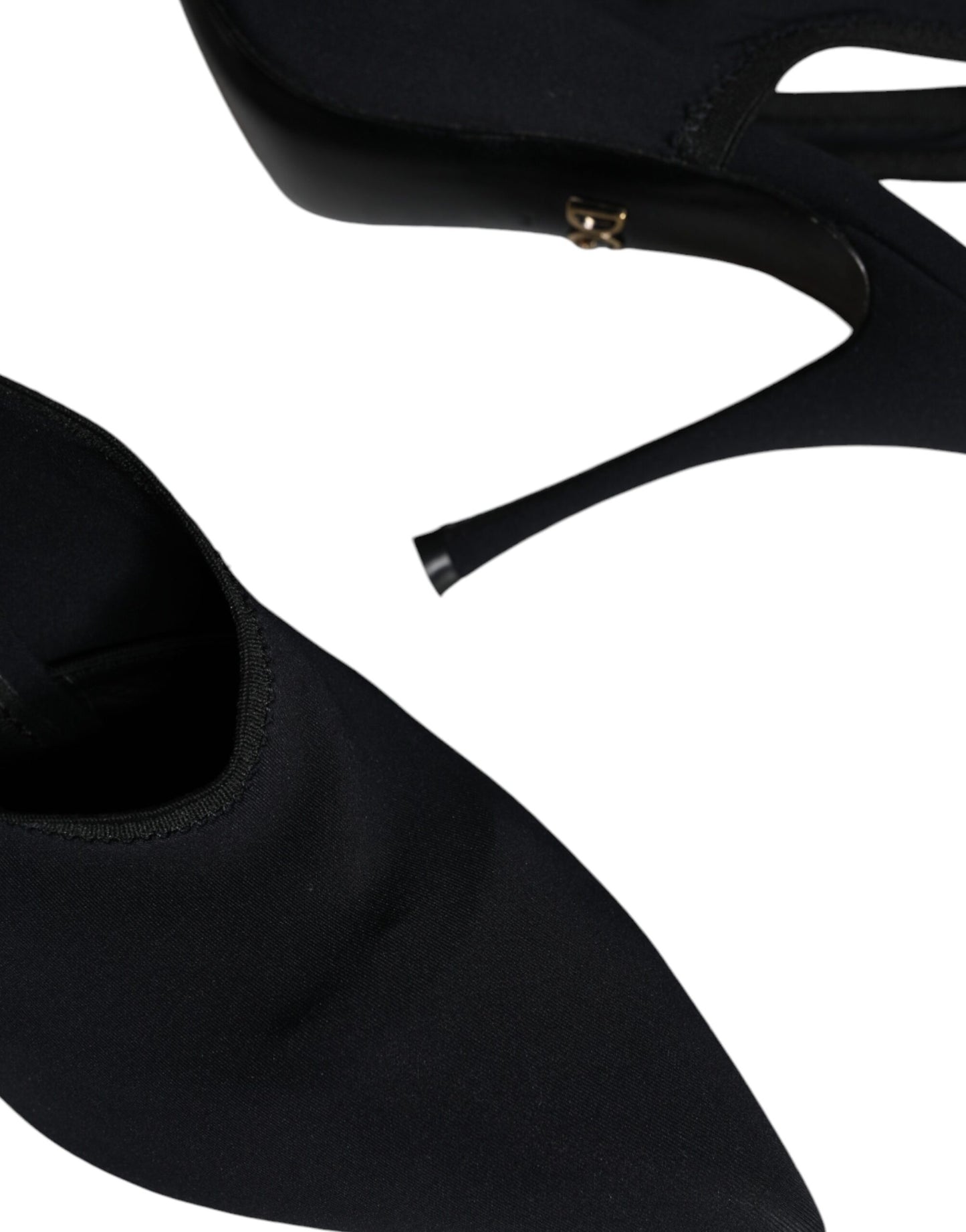 Black Jersey Stretch Heels Slingback Shoes - The Luxe Alliance