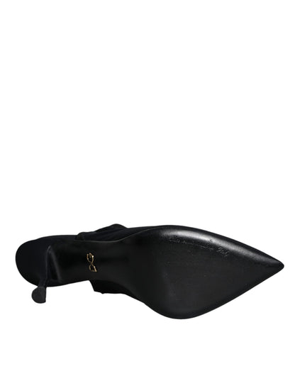 Black Jersey Stretch Heels Slingback Shoes - The Luxe Alliance