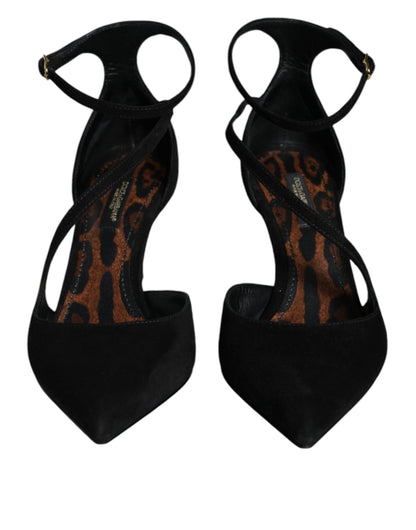 Black Suede Ankle Strap Pumps Heels Shoes - The Luxe Alliance