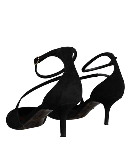 Black Suede Ankle Strap Pumps Heels Shoes - The Luxe Alliance