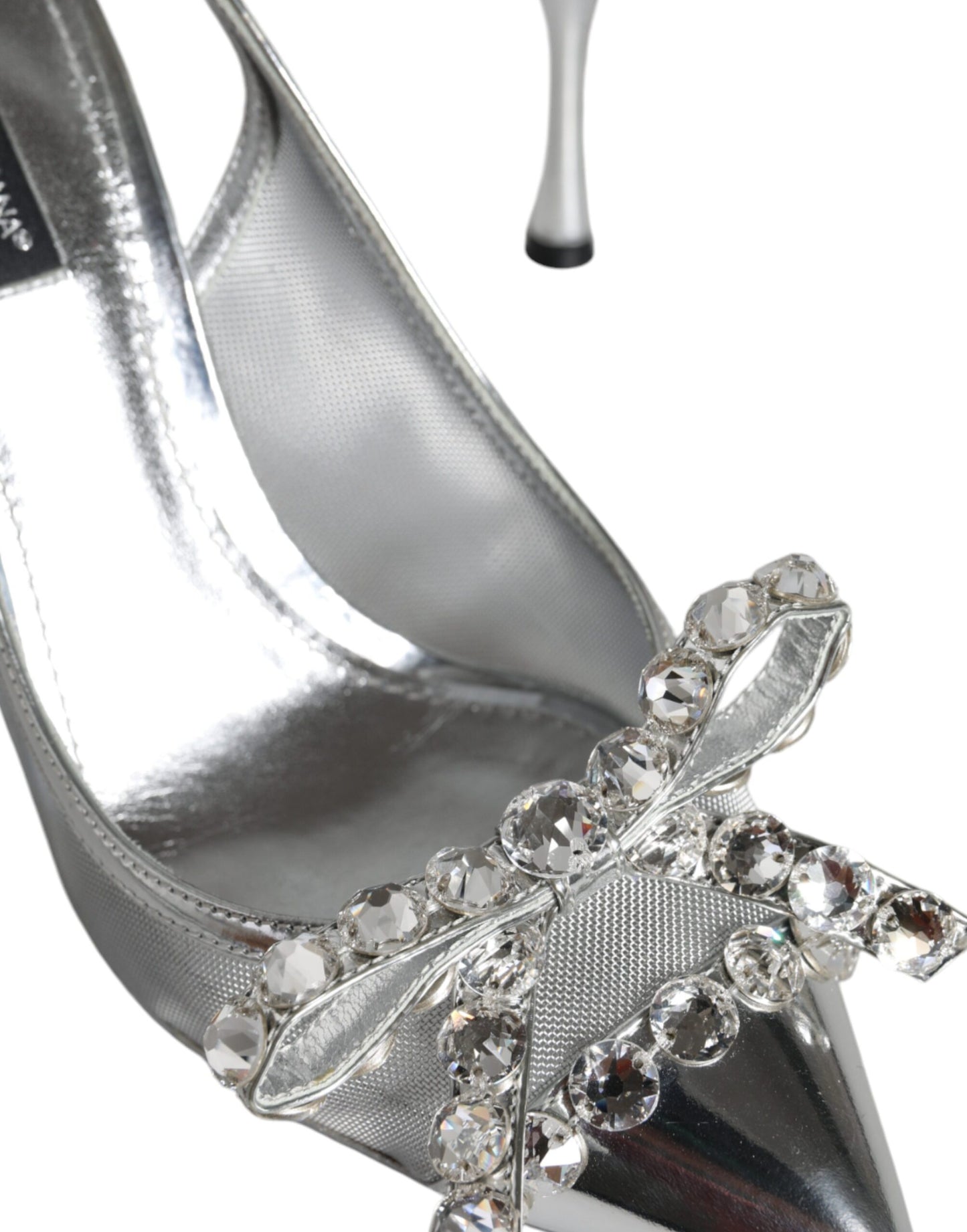 Silver Mesh Crystal Embellished Slingback Shoes - The Luxe Alliance