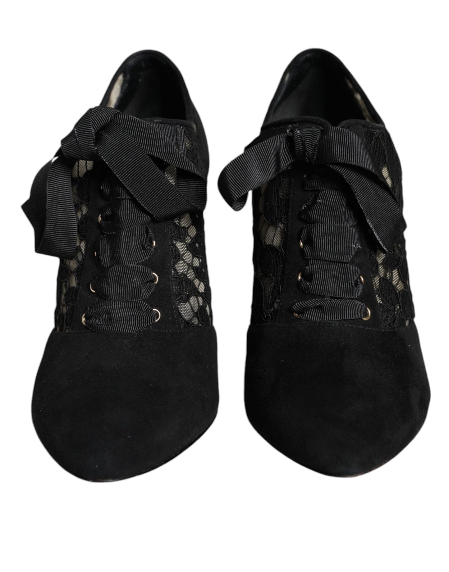 Black Taormina Lace Up Stretch Heels Shoes - The Luxe Alliance