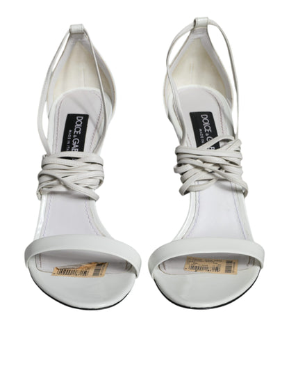 White Leather High Heels Sandals Shoes - The Luxe Alliance