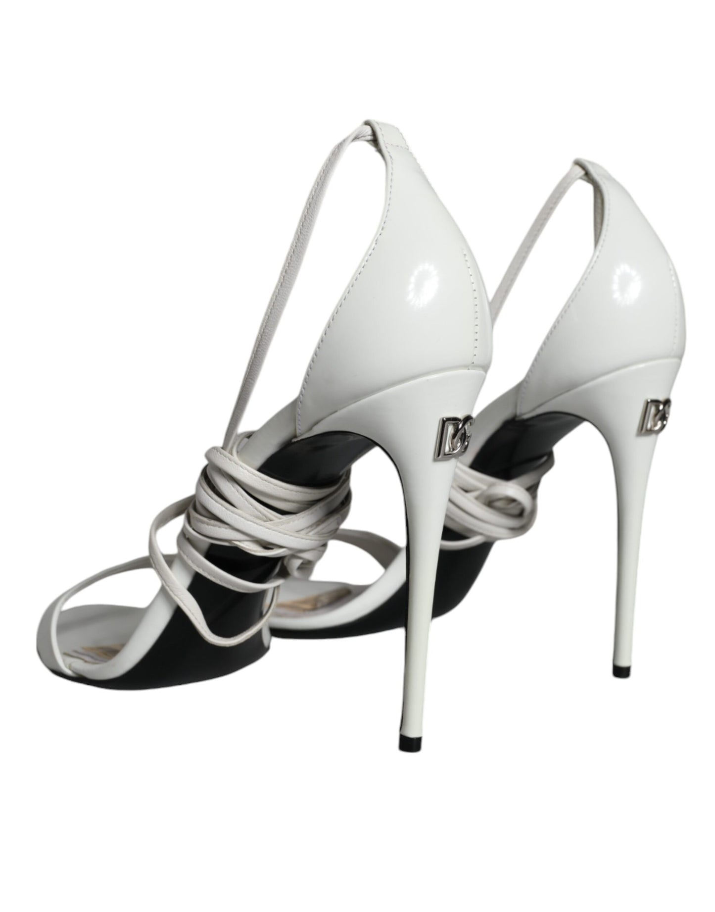 White Leather High Heels Sandals Shoes - The Luxe Alliance