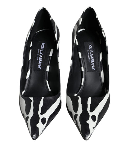 White Black Zebra Leather Heels Pumps Shoes - The Luxe Alliance