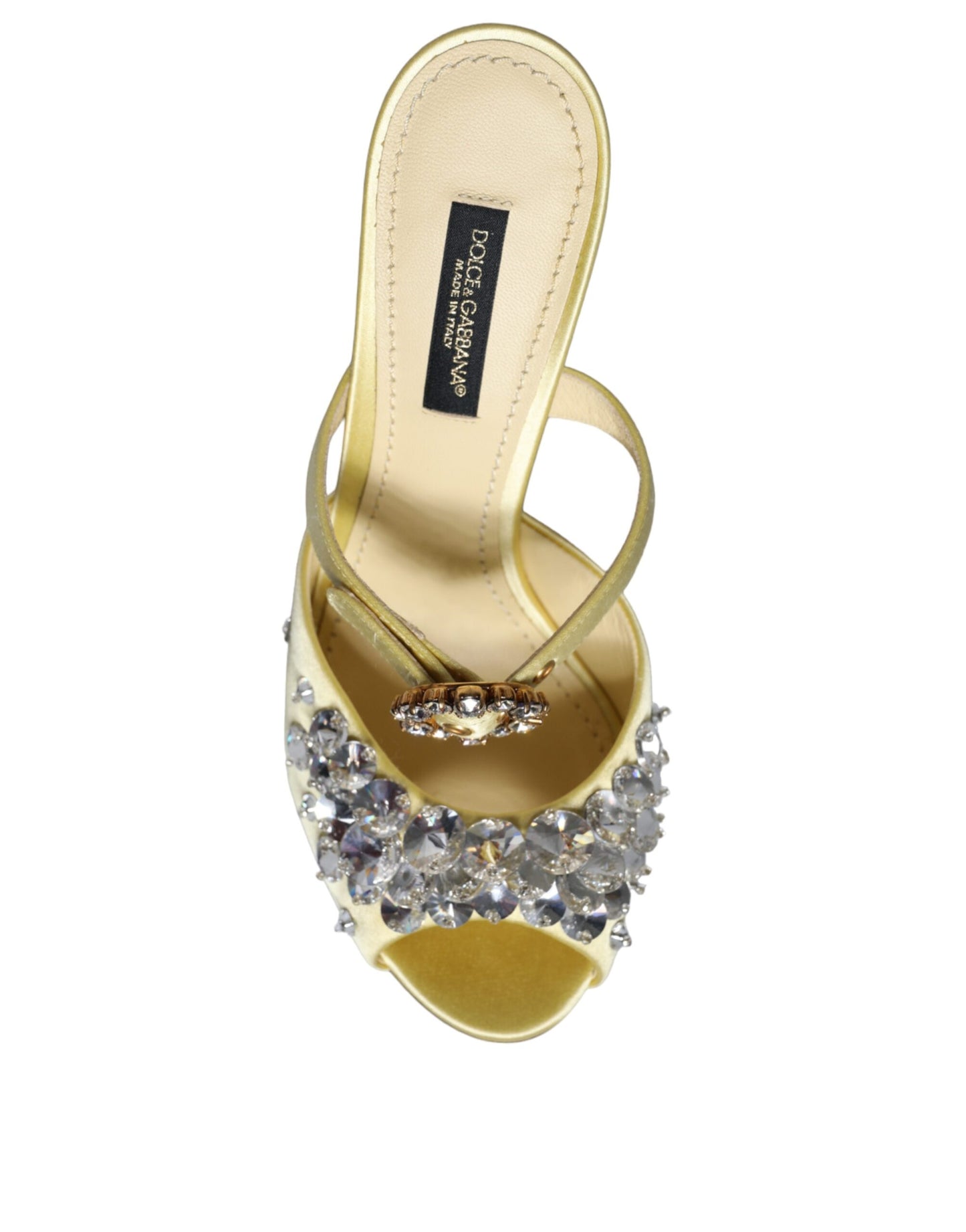 Yellow Mary Janes Satin Crystal Sandals Shoes - The Luxe Alliance