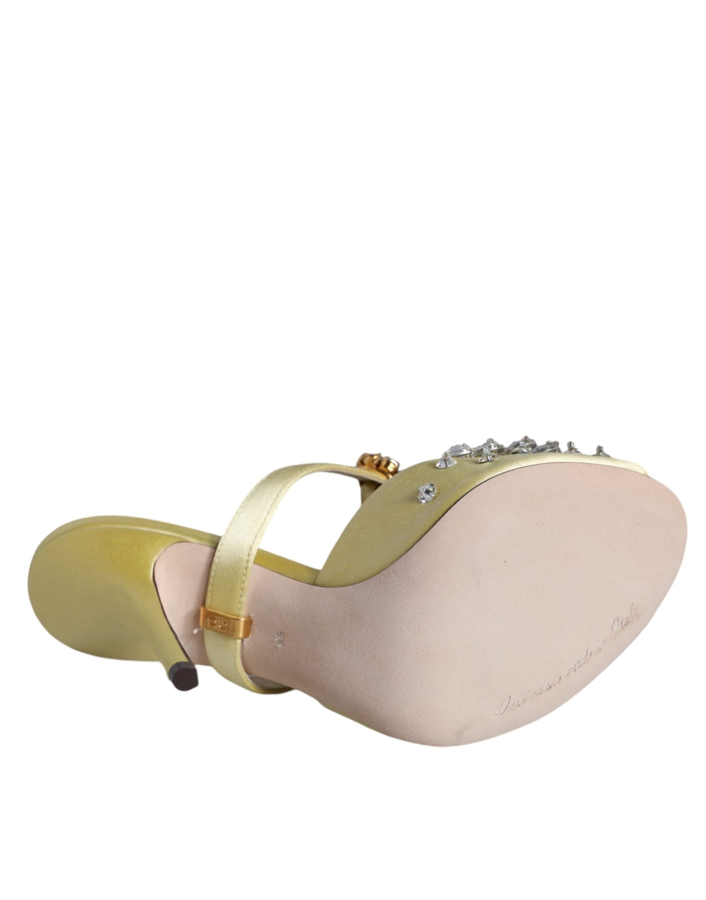 Yellow Mary Janes Satin Crystal Sandals Shoes - The Luxe Alliance