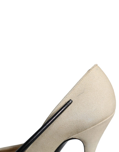 Beige Suede Leather High Heels Pumps Shoes - The Luxe Alliance