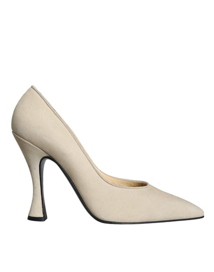 Beige Suede Leather High Heels Pumps Shoes - The Luxe Alliance