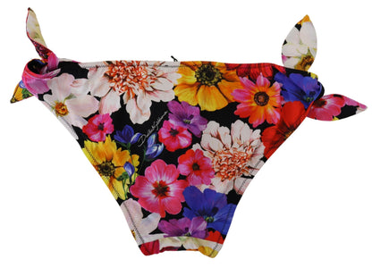 Dolce & Gabbana Black Floral Print Bikini Bottom