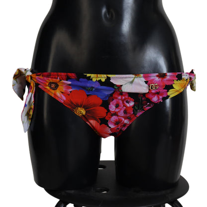 Dolce & Gabbana Black Floral Print Bikini Bottom