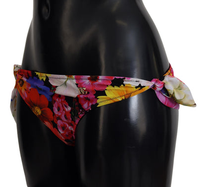 Dolce & Gabbana Black Floral Print Bikini Bottom