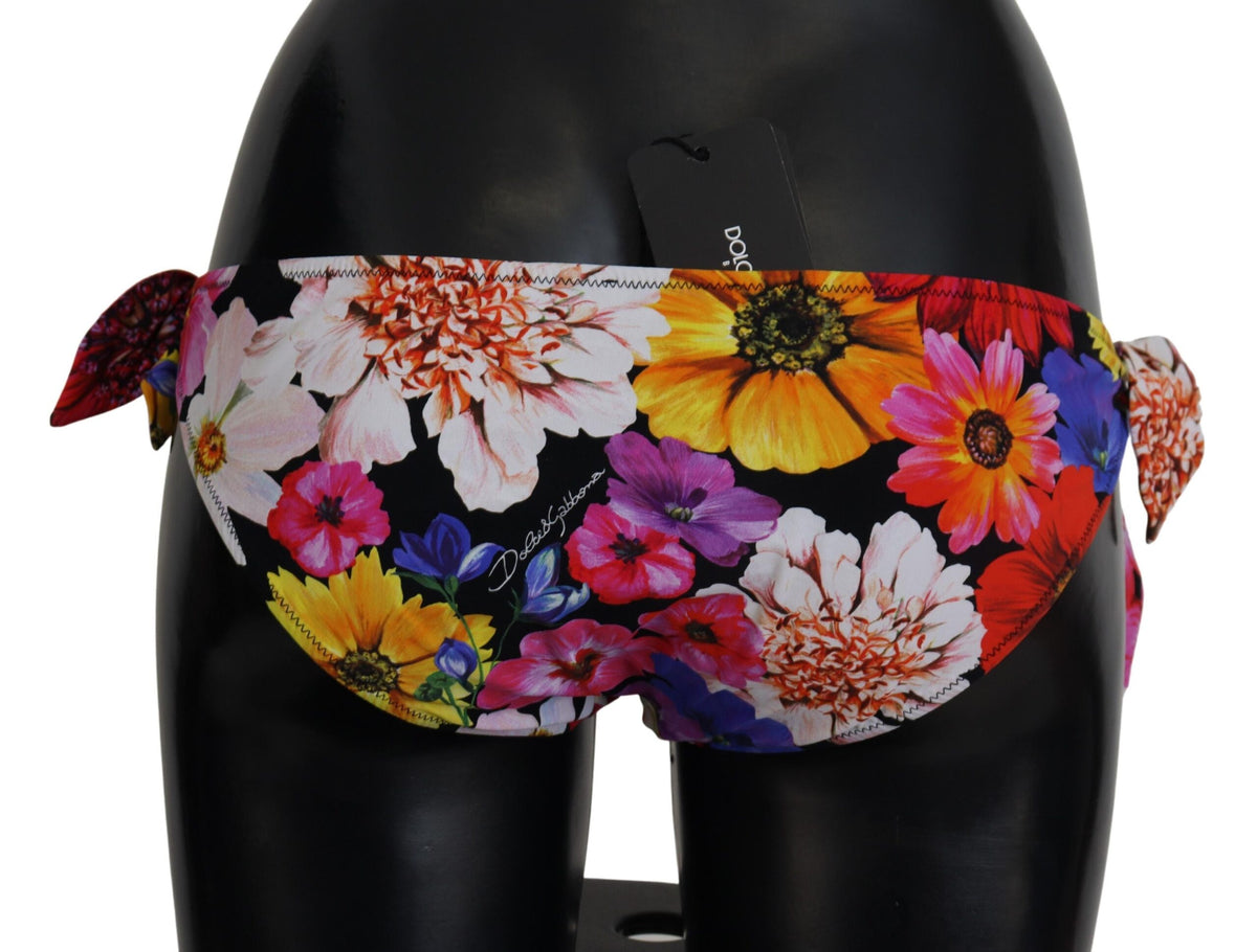 Dolce & Gabbana Black Floral Print Bikini Bottom