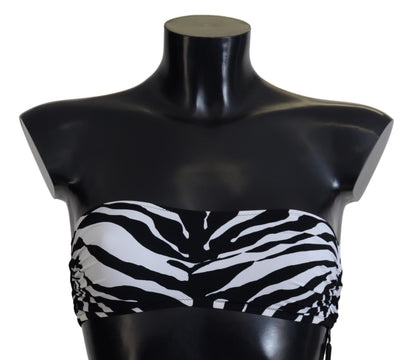 Black White Zebra Bandeau Swimwear Bikini Top - The Luxe Alliance