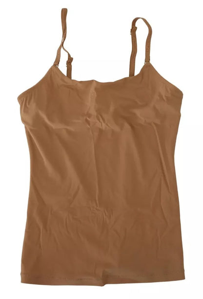 Brown Nylon Stretch Sleeveless Top Underwear - The Luxe Alliance