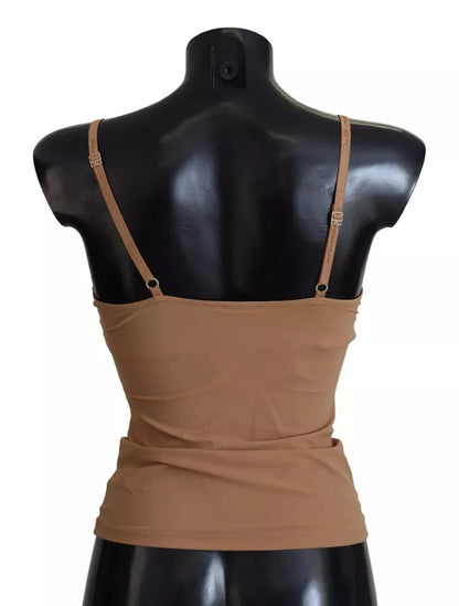 Brown Nylon Stretch Sleeveless Top Underwear - The Luxe Alliance