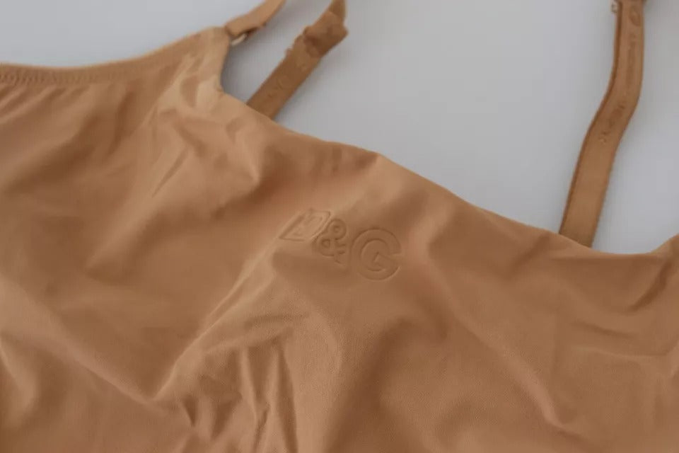 Brown Nylon Stretch Sleeveless Top Underwear - The Luxe Alliance