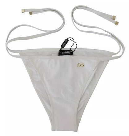 White DG Logo Beachwear Swimwear Bikini Bottom - The Luxe Alliance