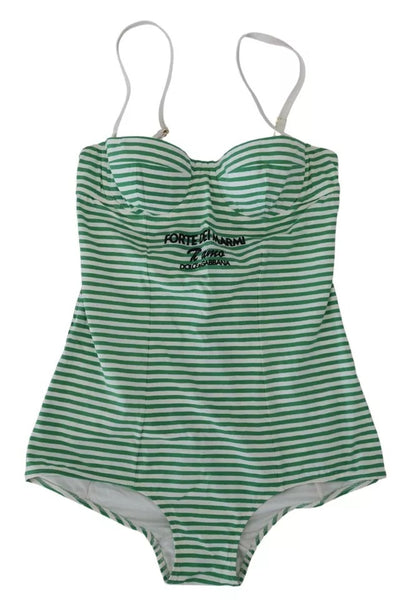 White Green Stripes One Piece Beachwear Swimwear - The Luxe Alliance