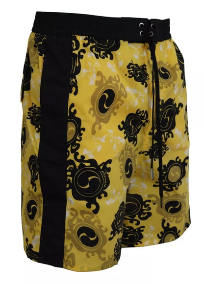 Yellow Black Printed Nylon Beachwear Shorts Swimwear - The Luxe Alliance