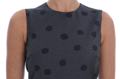  - Chic Sleeveless Polka Dotted Wool Dress