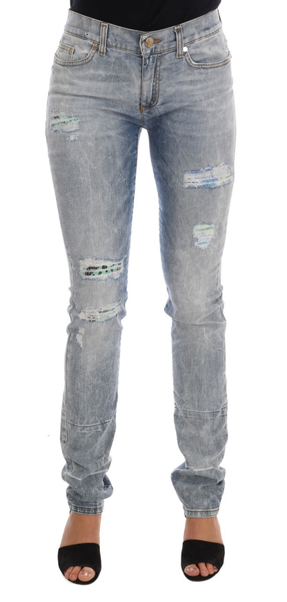  - Chic Light Blue Torn Slim Fit Jeans