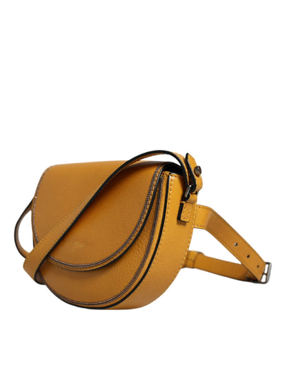 Light Brown Leather Logo Waist Strap Sling Bag - The Luxe Alliance