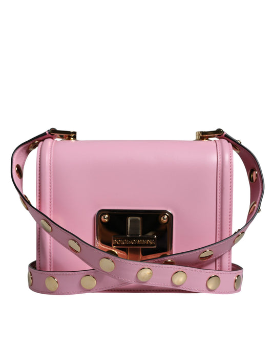 Baby Pink LOLA Leather Studded Crossbody Strap Bag - The Luxe Alliance