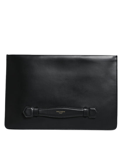 Black Calfskin Leather Mediterranean Pouch Bag - The Luxe Alliance