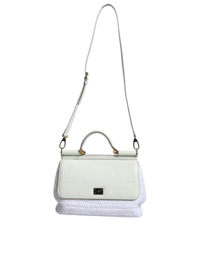 White Rafia Leather SICILY Crossbody Bag - The Luxe Alliance