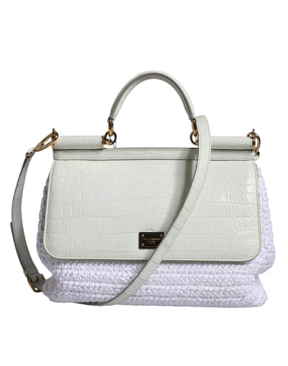 White Rafia Leather SICILY Crossbody Bag - The Luxe Alliance