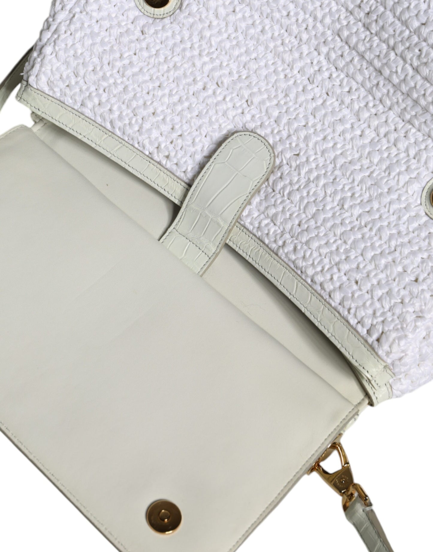 White Rafia Leather SICILY Crossbody Bag - The Luxe Alliance