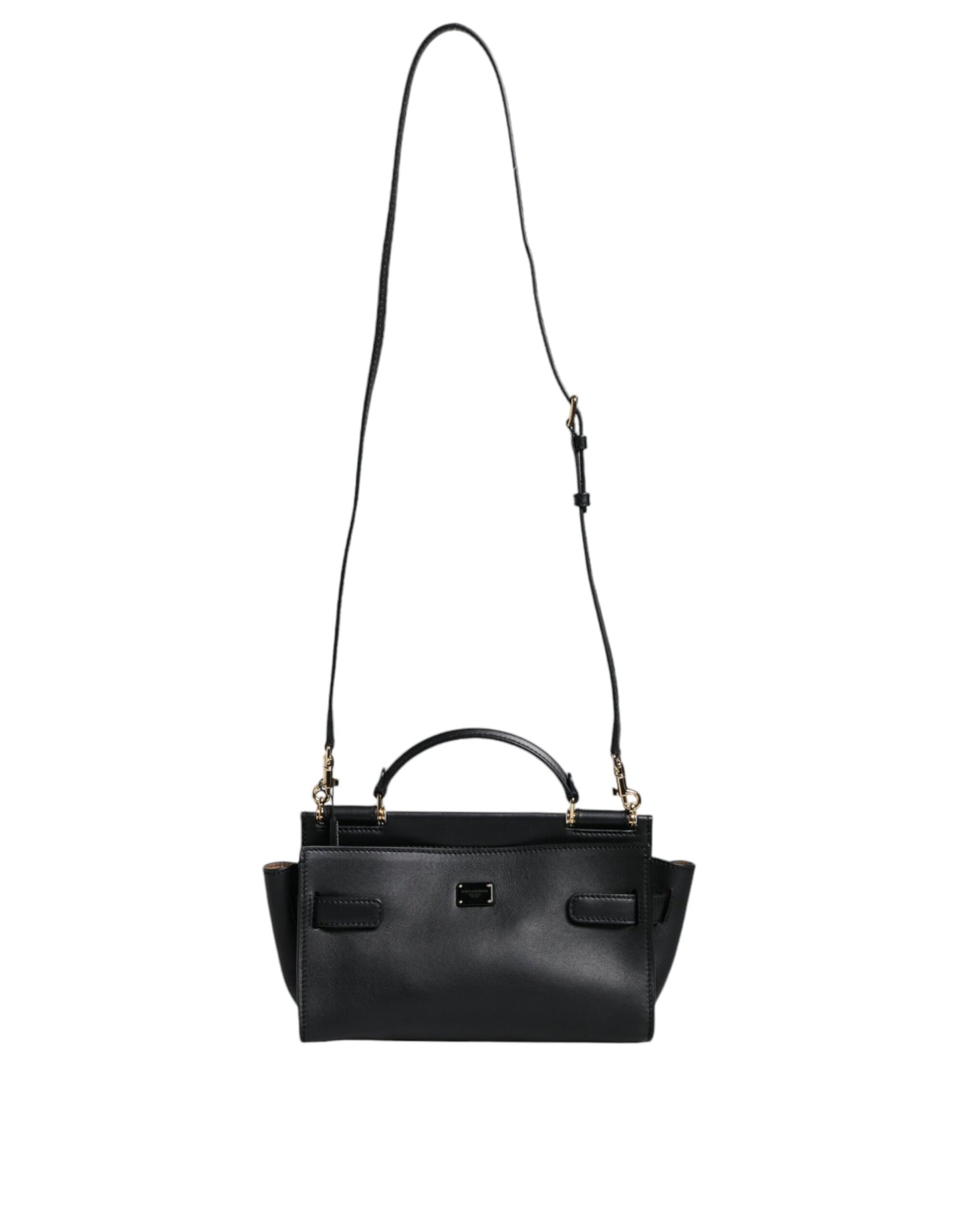 Black Leather SICILY Top Handle Crossbody Bag - The Luxe Alliance